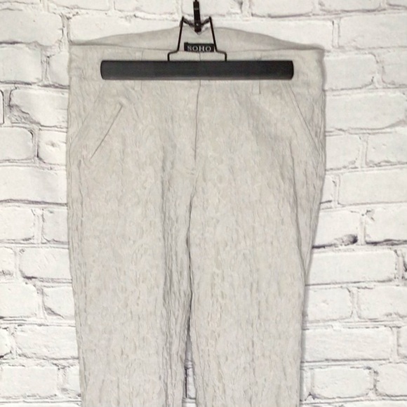 SOHO Apparel Jacquard Light Gray Mid Rise Ankle Jeggings 10 - Picture 3 of 12